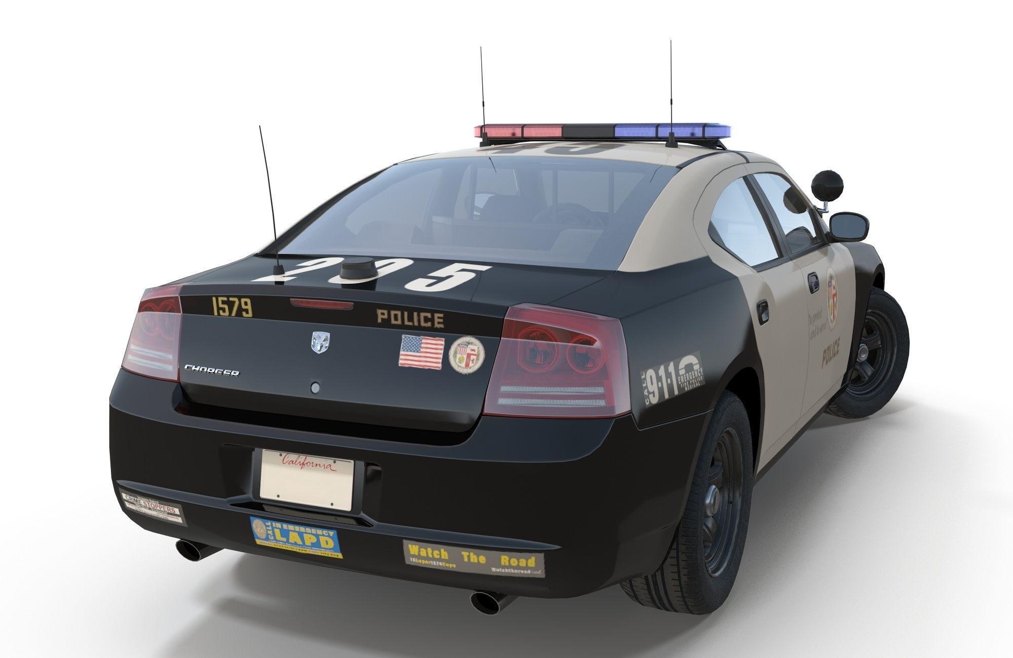 Dodge Charger Police Car Low-poly 3D model_10