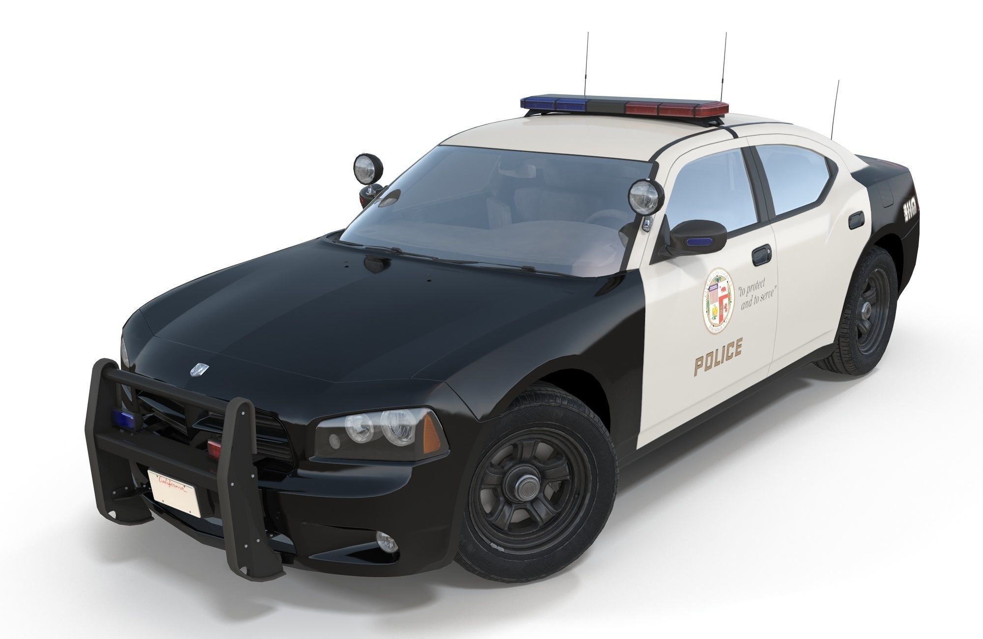 Dodge Charger Police Car Low-poly 3D model_6