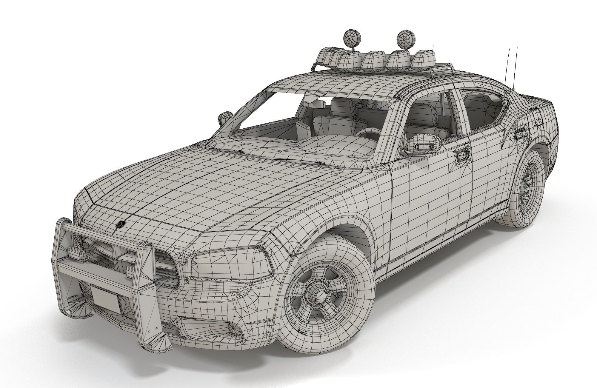 Dodge Charger Police Car Low-poly 3D model_23