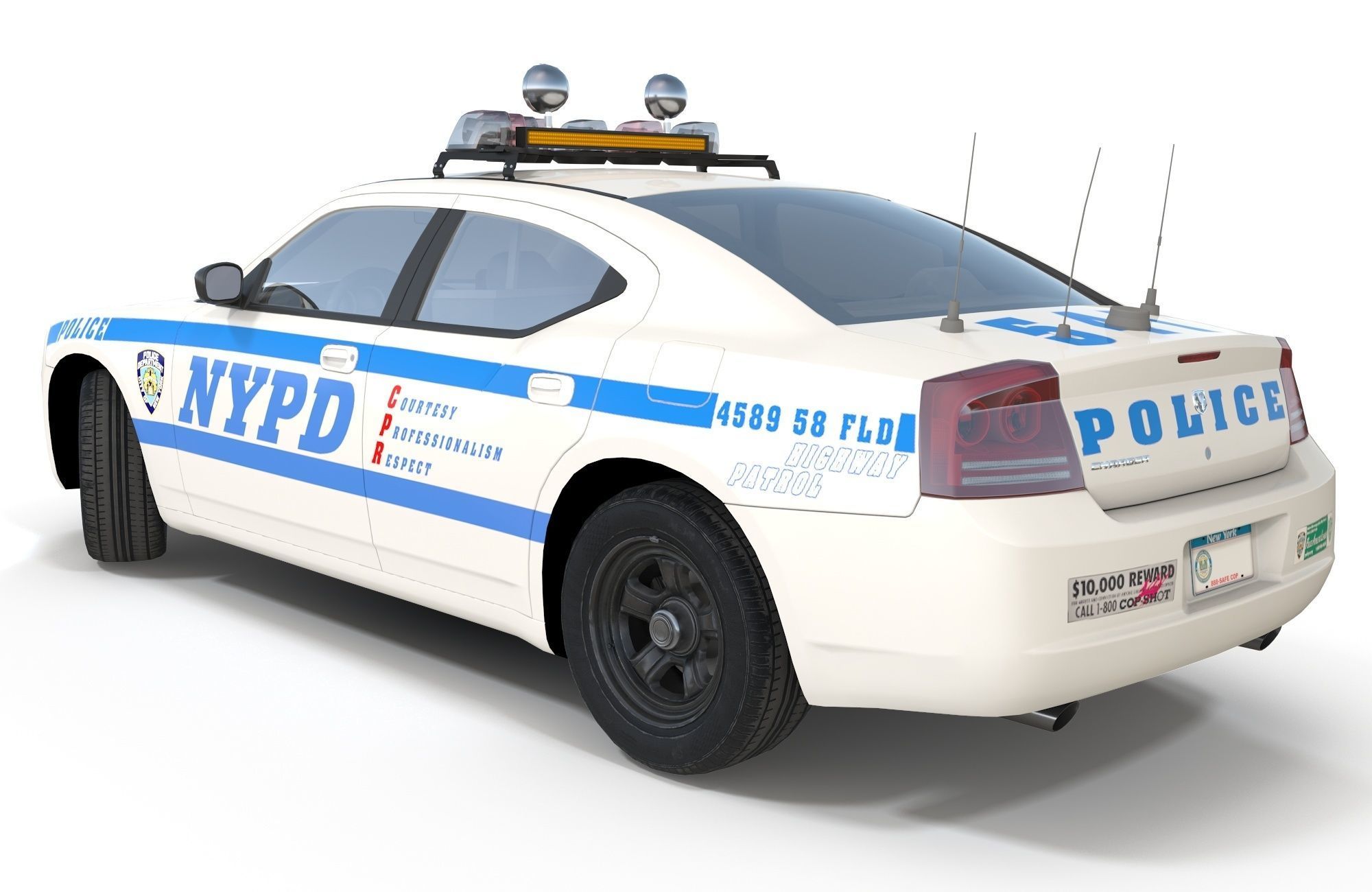 Dodge Charger Police Car Low-poly 3D model_4