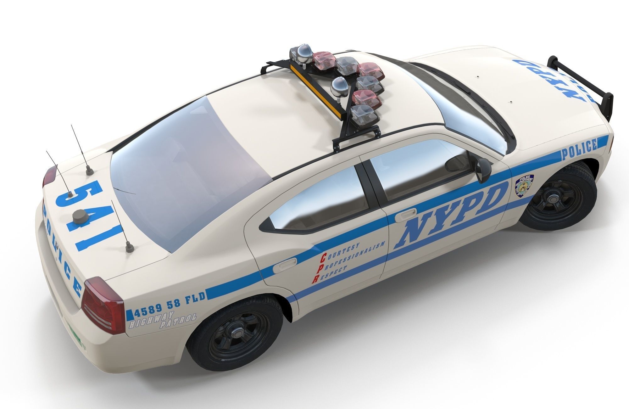Dodge Charger Police Car Low-poly 3D model_3