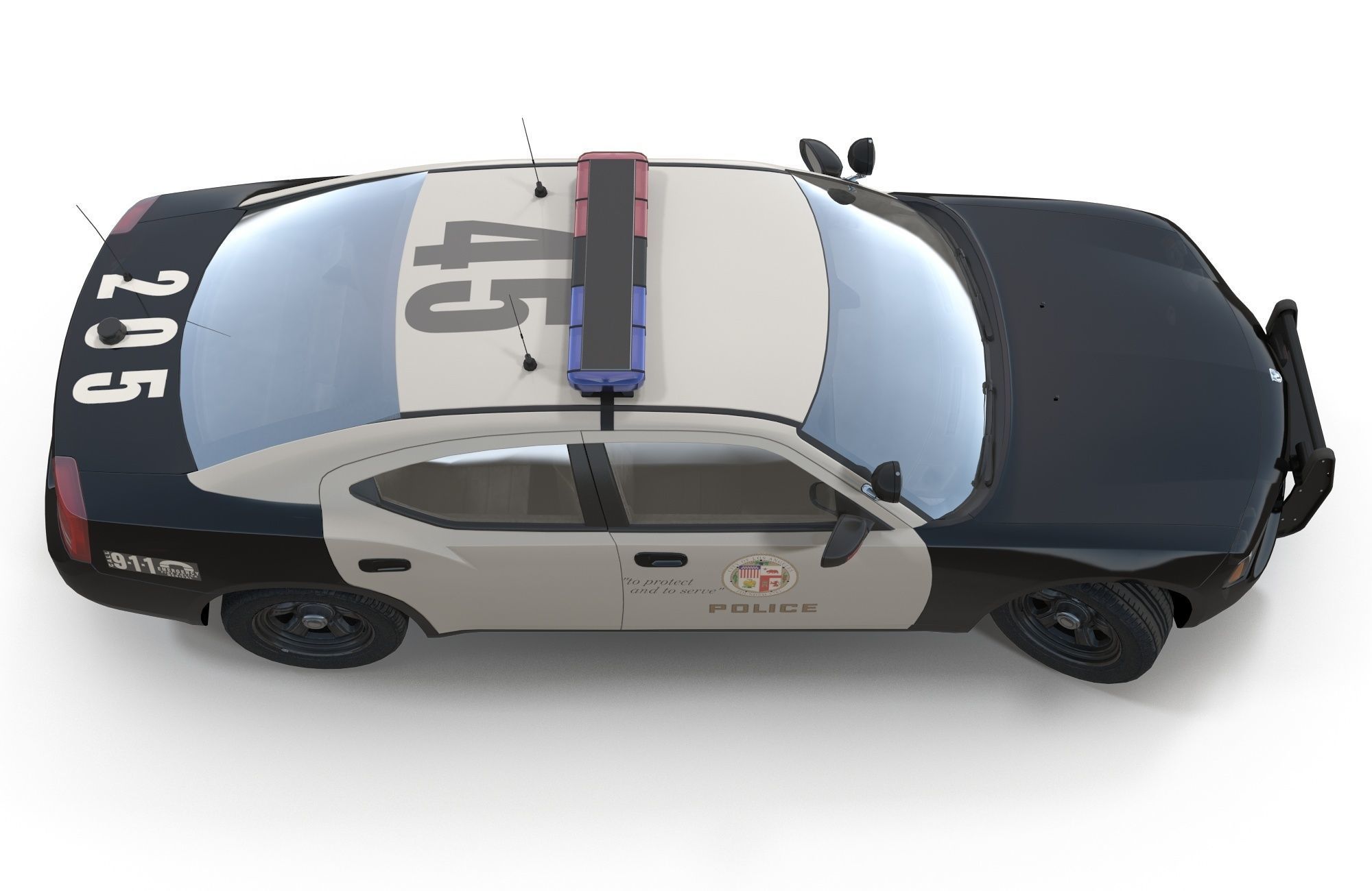 Dodge Charger Police Car Low-poly 3D model_7