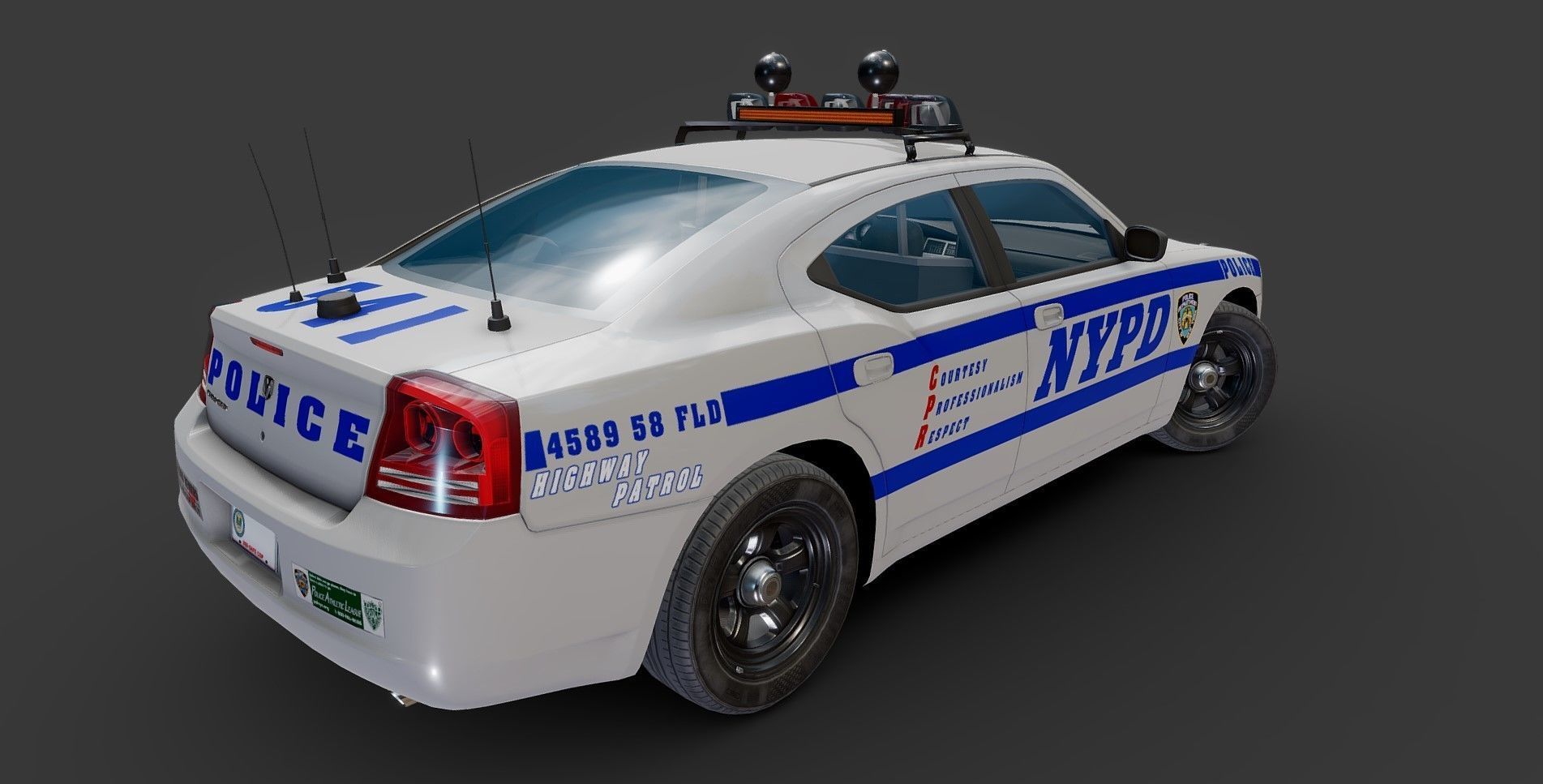 Dodge Charger Police Car Low-poly 3D model_32