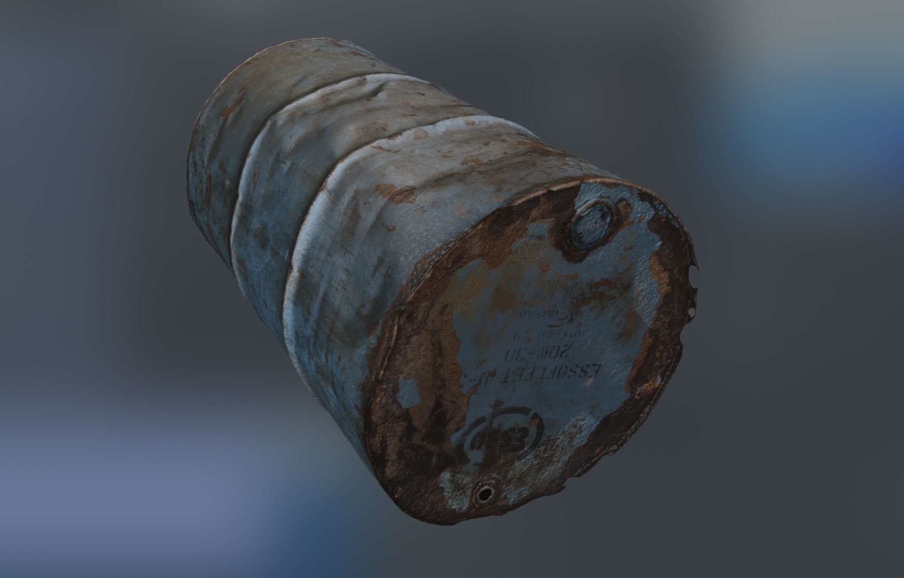 Rusty Old Oil Barrel 3D model_3