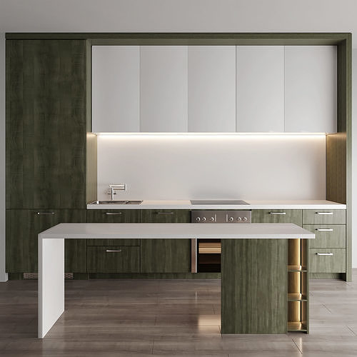 Green Modern Kitchen 3D model