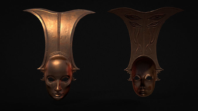 Bronze Occultist Mask Low-poly 3D model