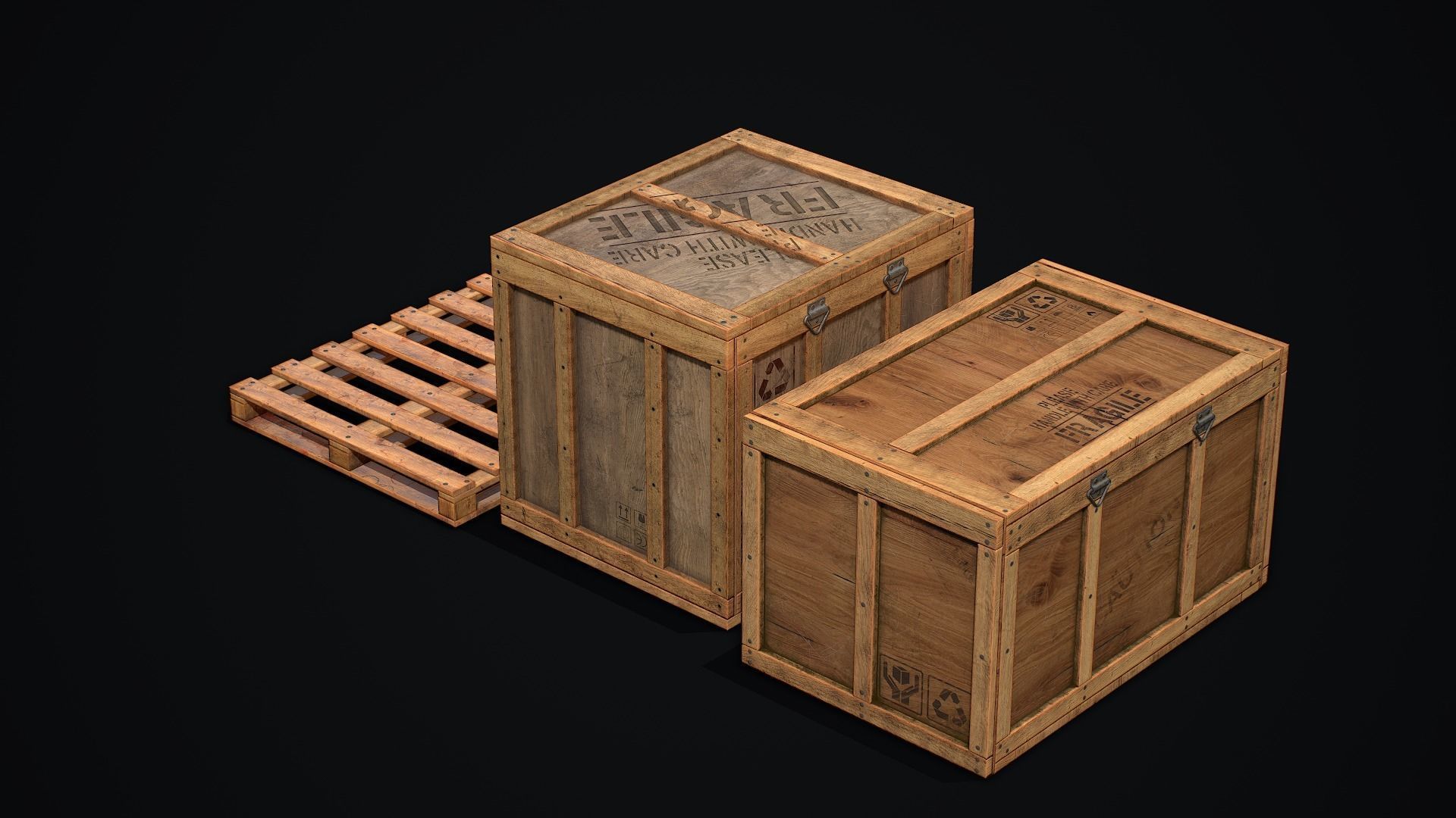 Wooden Shipping Container Low-poly 3D model_7