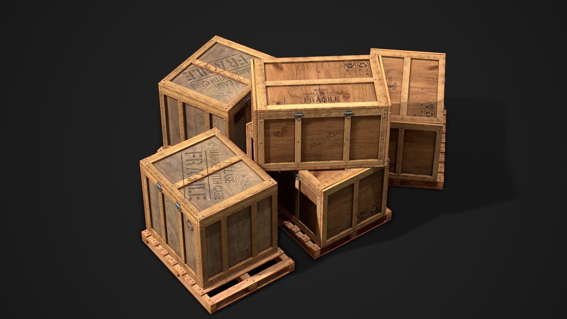 Wooden Shipping Container Low-poly 3D model_1