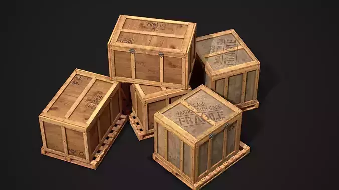 Wooden Shipping Container Low-poly 3D model