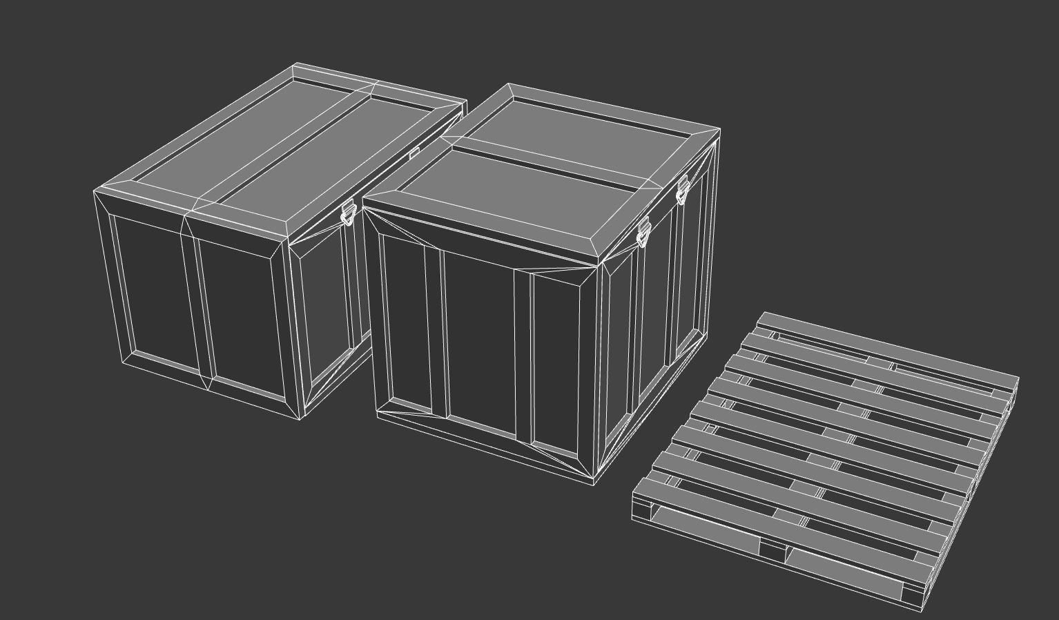 Wooden Shipping Container Low-poly 3D model_12