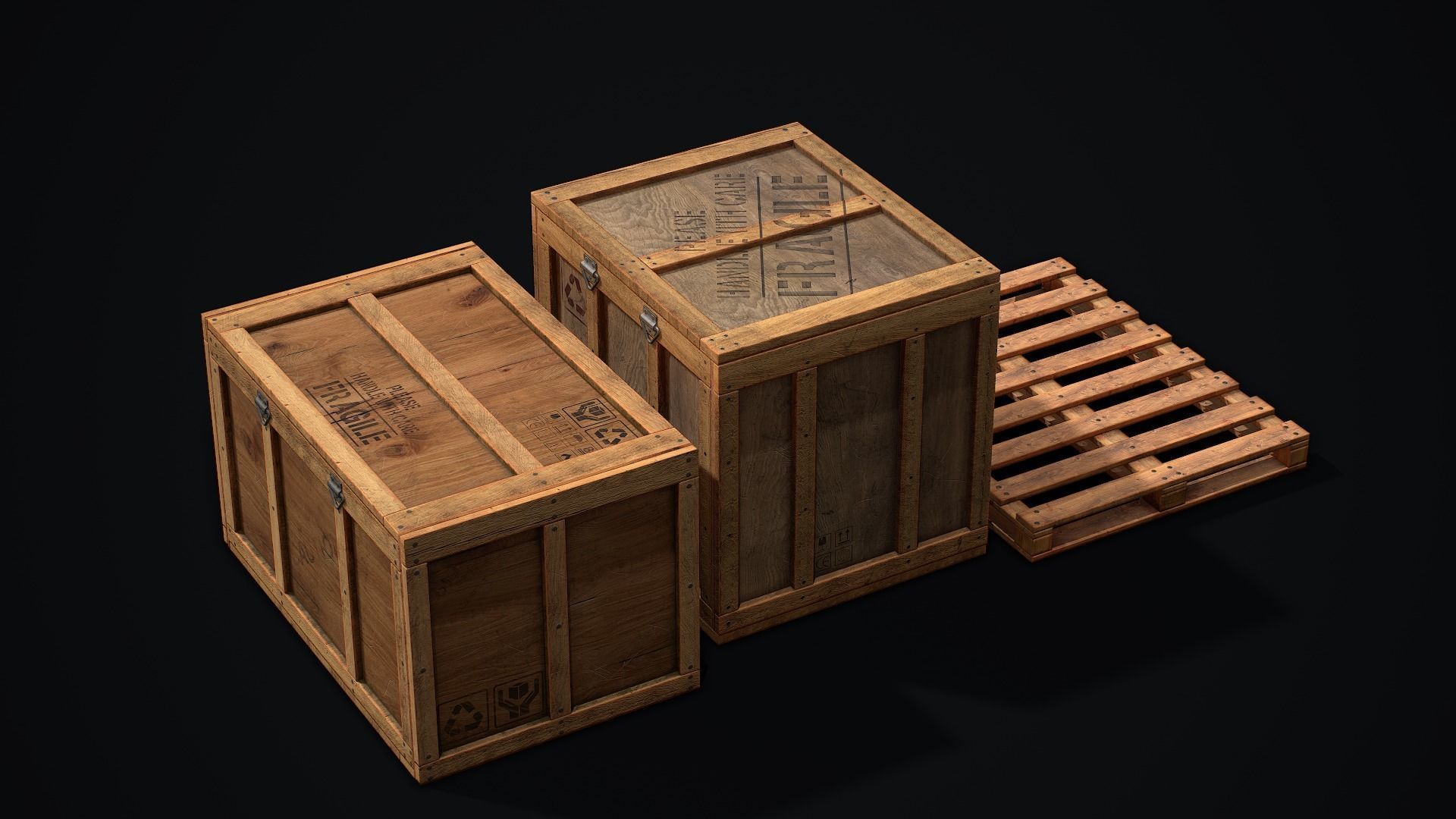 Wooden Shipping Container Low-poly 3D model_9