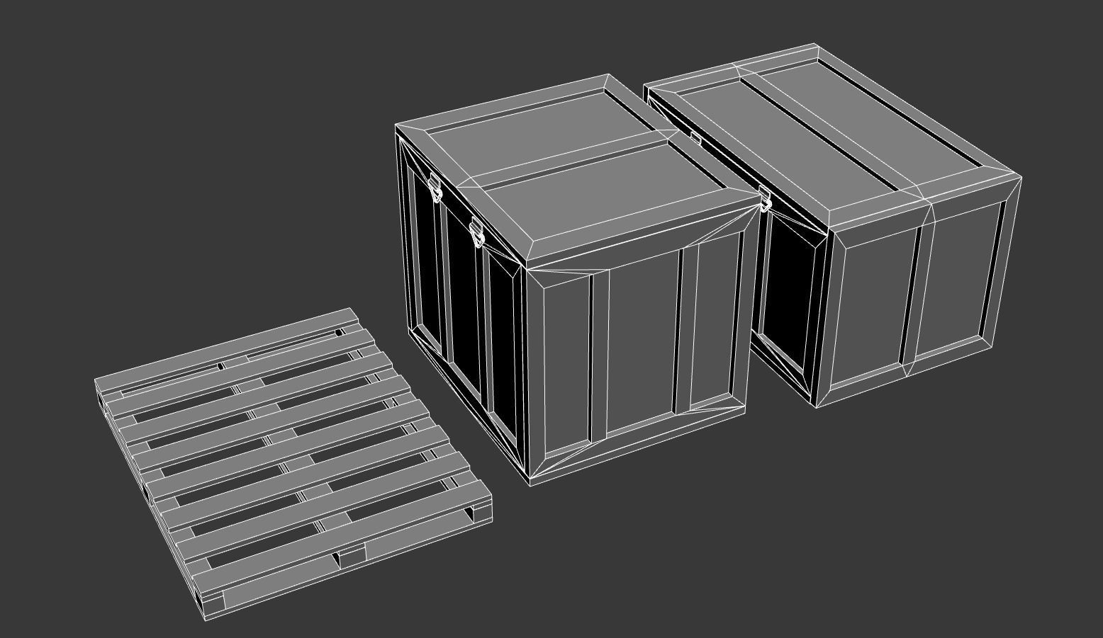 Wooden Shipping Container Low-poly 3D model_13