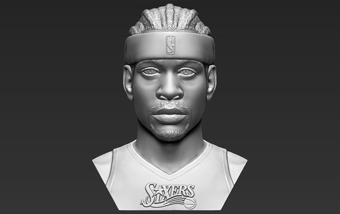 Allen Iverson bust 3D printing ready stl obj formats 3D print model