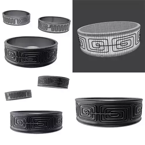 Ring Runic maze Free low-poly 3D model