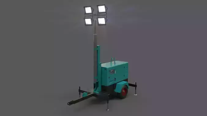 PBR Mobile Light Tower Generator A - Blue Sea Low-poly 3D model