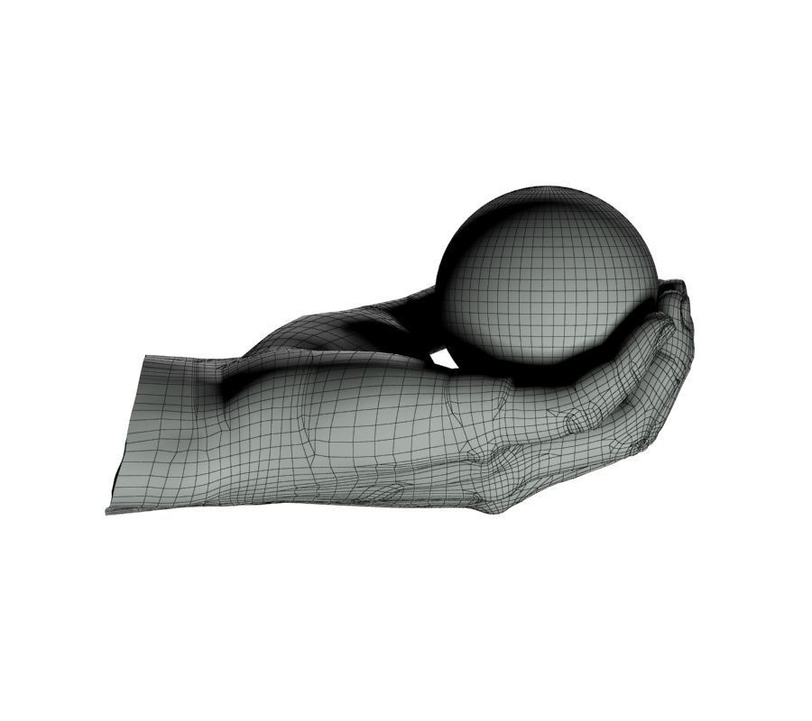 Hand holding ball 3D model_1