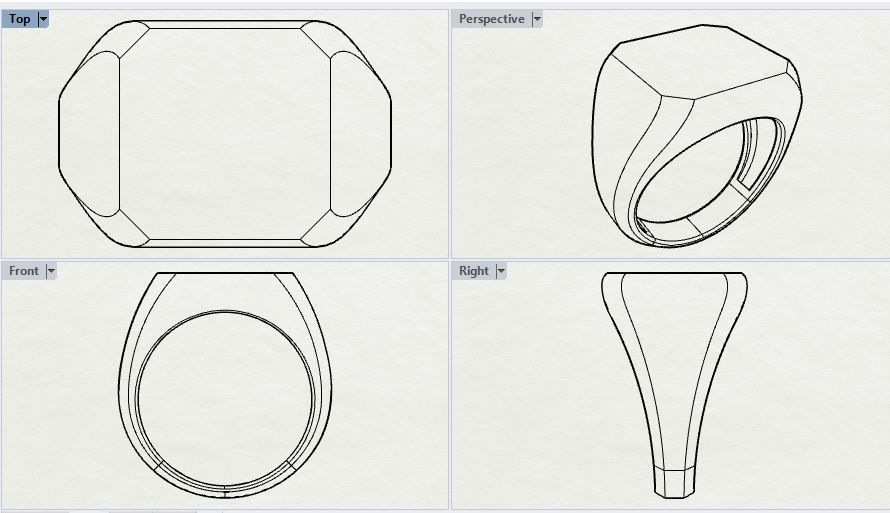 Top square chamfered ring 3D print model_4