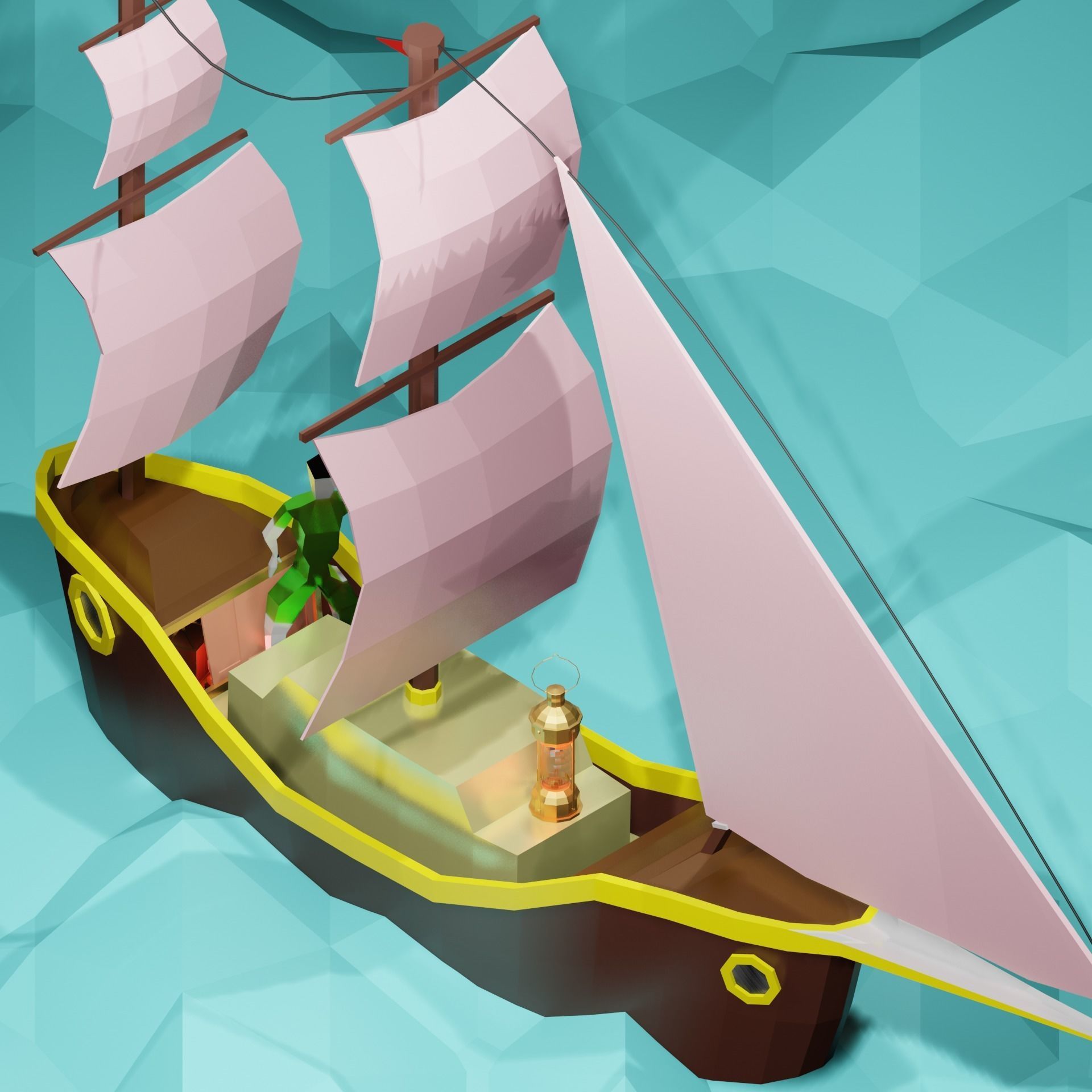 Ship Collection pirate Low-poly 3D model_2