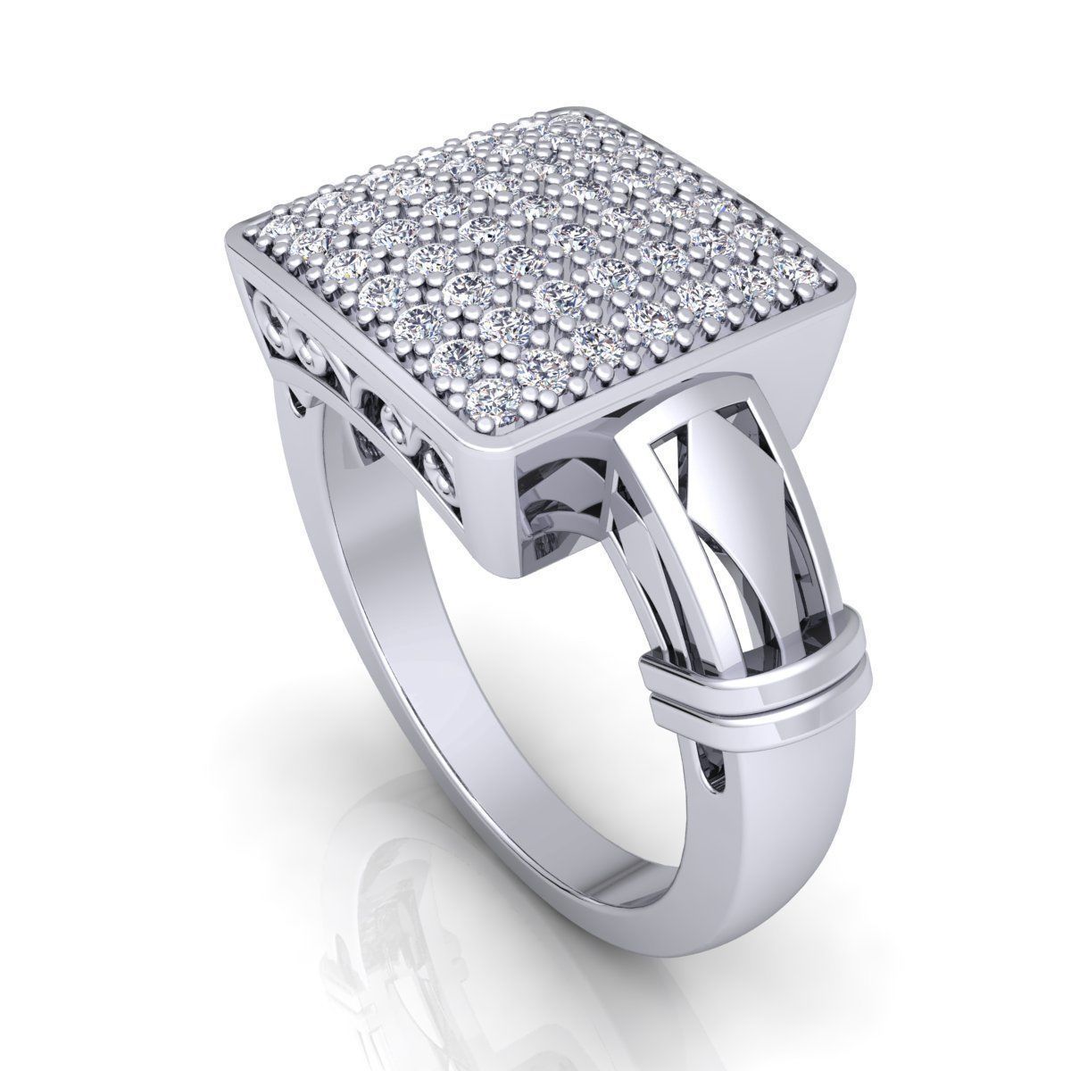 Fancy Woman Diamond Ring  3D print model_8