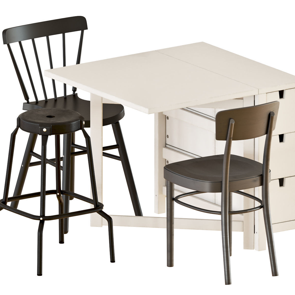 NORDEN GATELEG table and Chairs 3D model_1