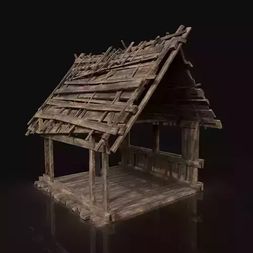 Next Gen AAA Wooden Roofing Cover Construction - Wood Storage Low-poly 3D model