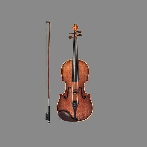 violin and bow 3D model