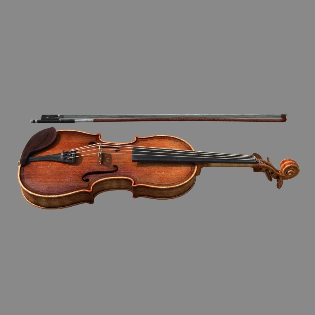violin and bow 3D model_8