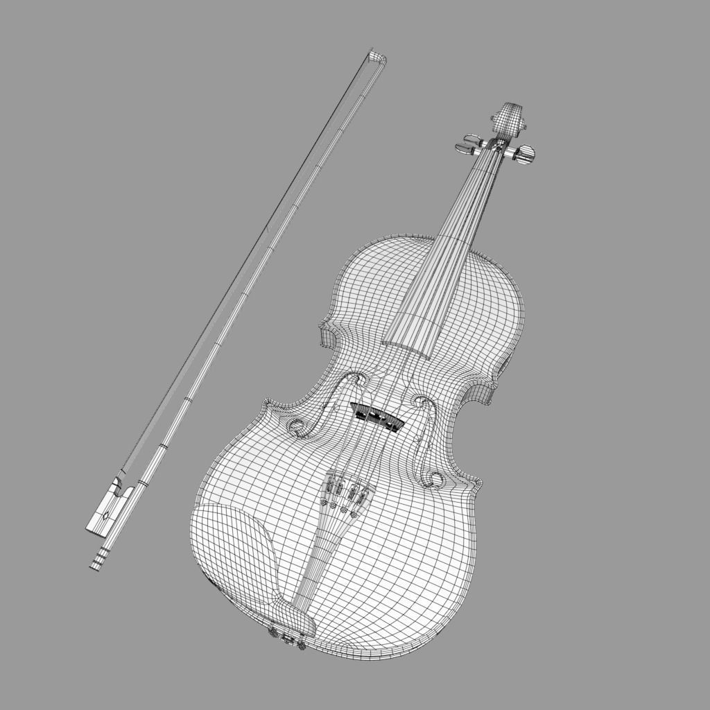 violin and bow 3D model_5