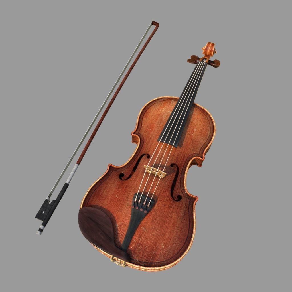 violin and bow 3D model_4