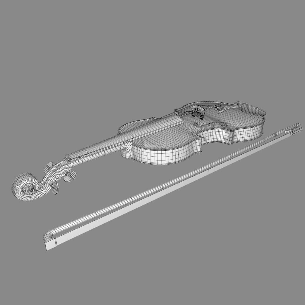 violin and bow 3D model_11
