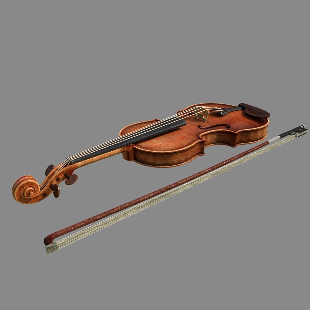 violin and bow 3D model_10