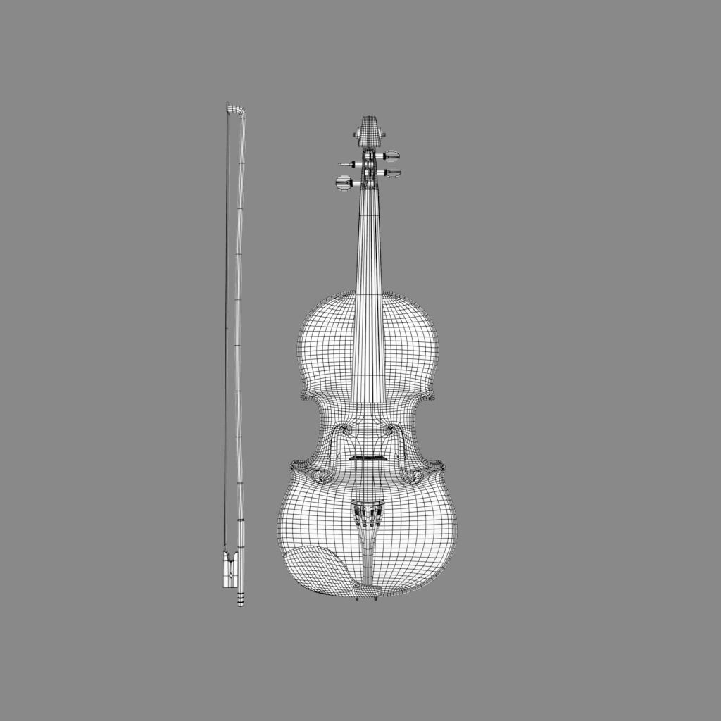 violin and bow 3D model_3