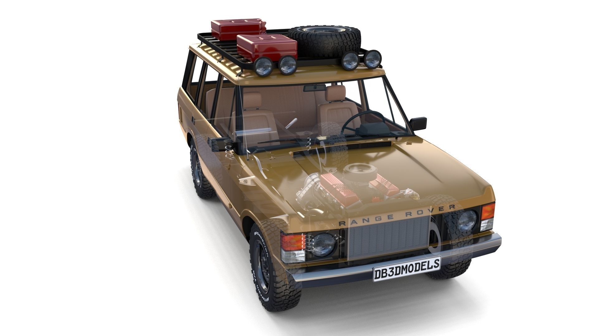 Range Rover Classic with chassis and interior v1 3D model_39