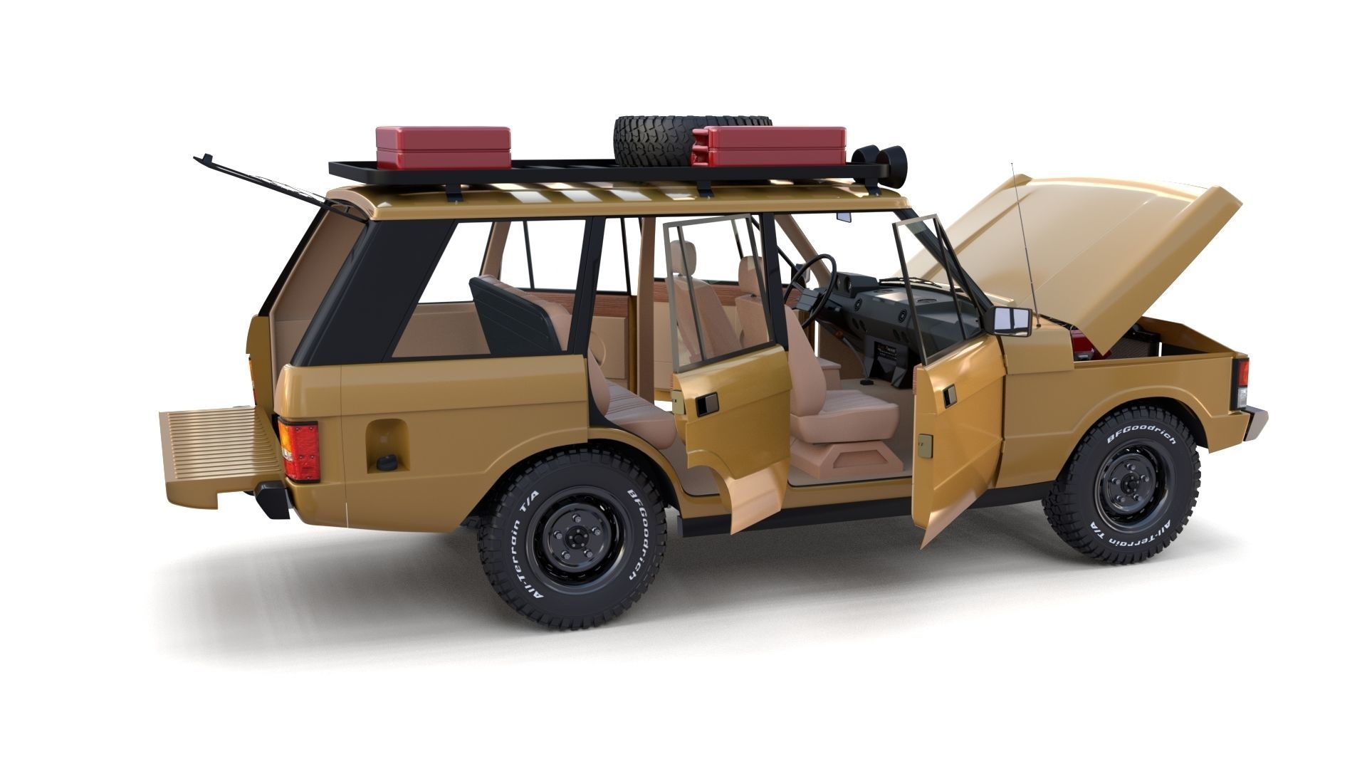 Range Rover Classic with chassis and interior v1 3D model_25