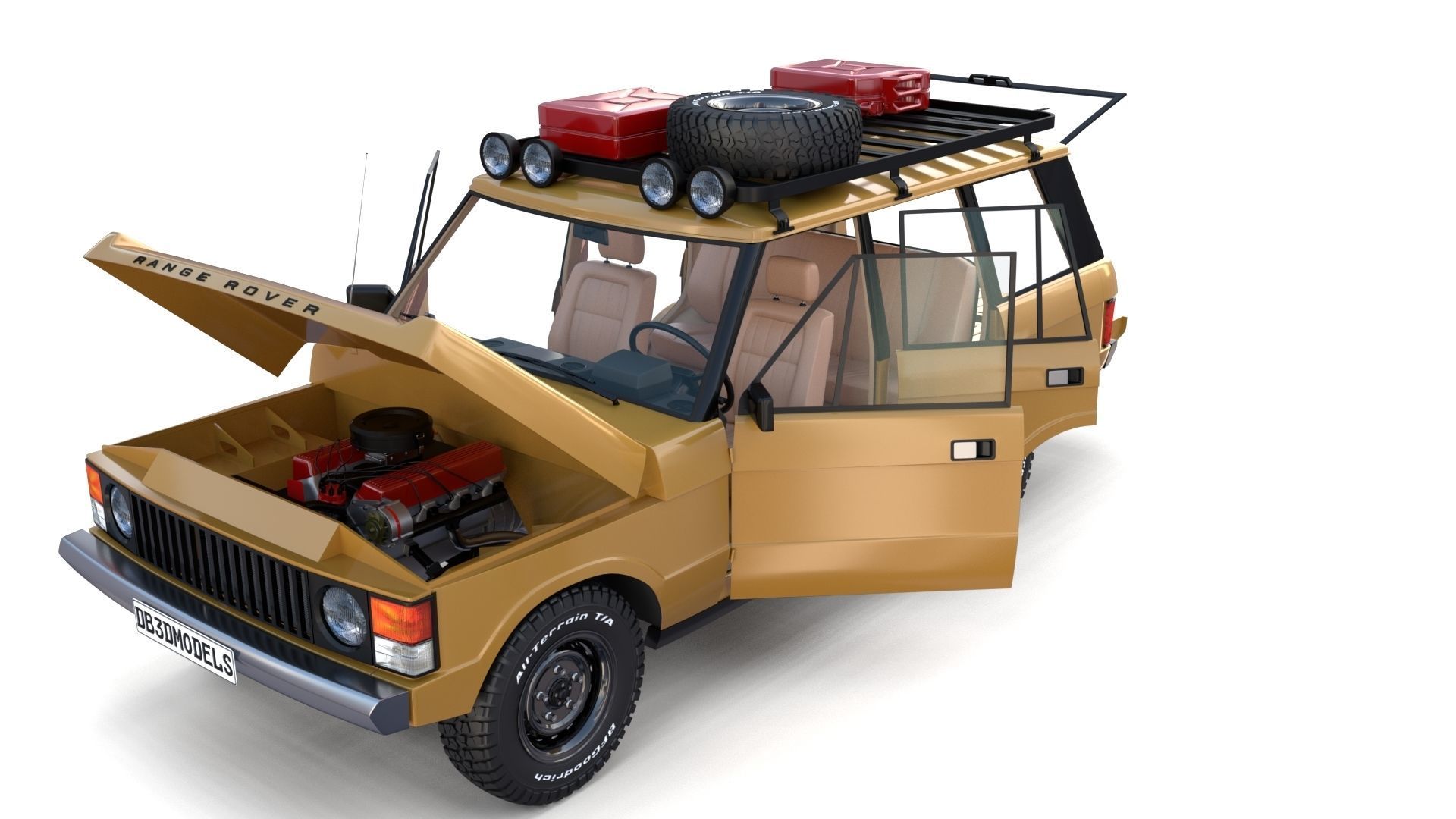 Range Rover Classic with chassis and interior v1 3D model_1