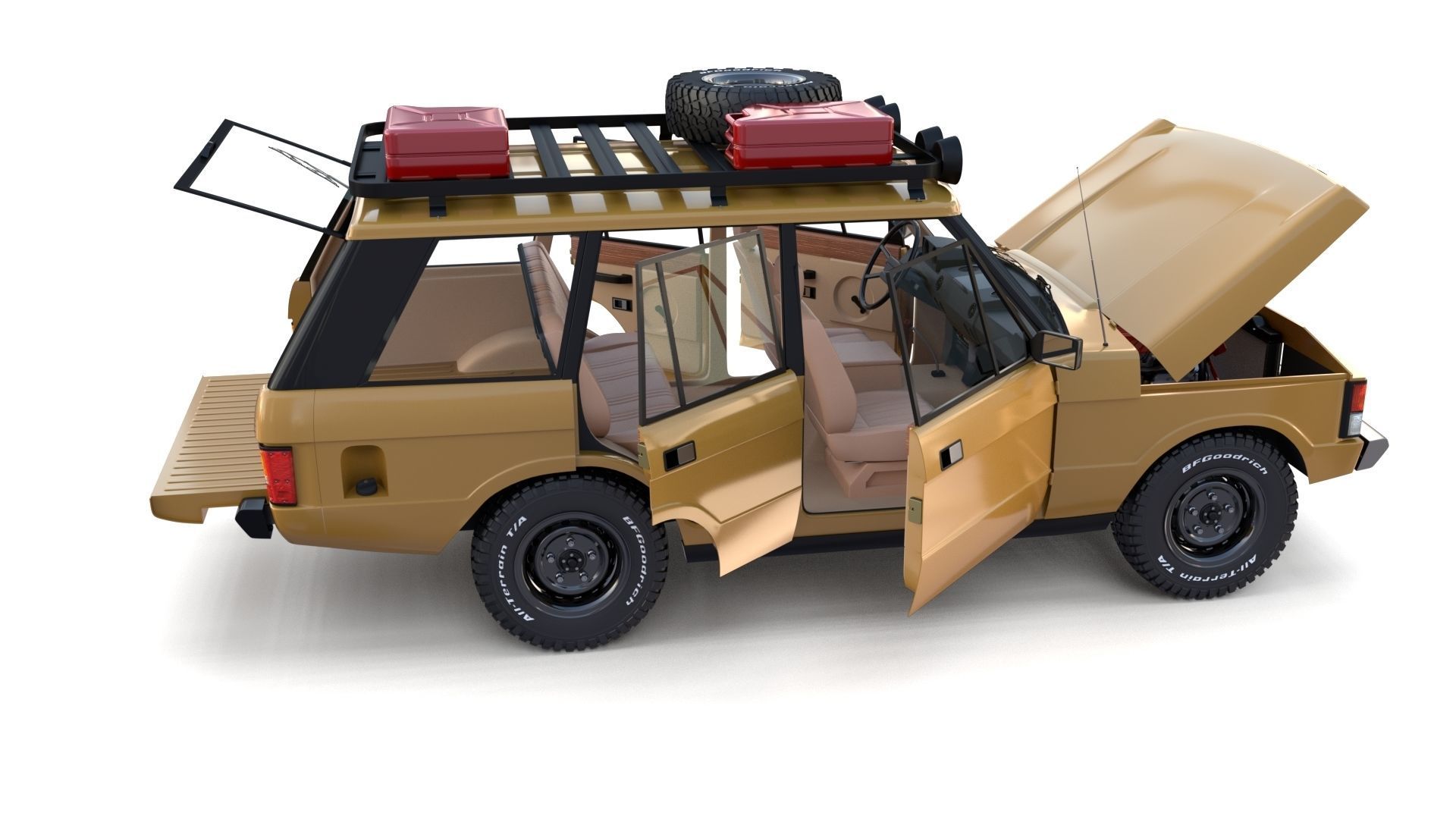 Range Rover Classic with chassis and interior v1 3D model_28