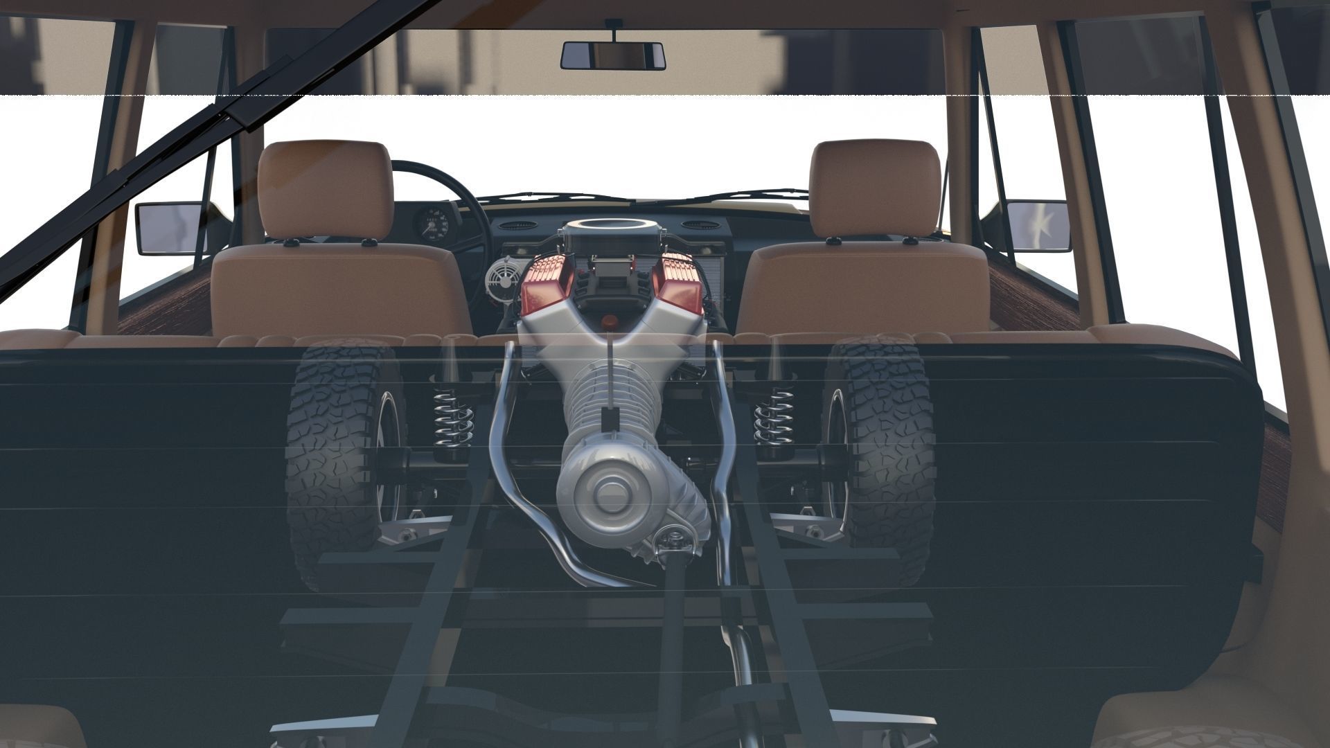 Range Rover Classic with chassis and interior v1 3D model_41