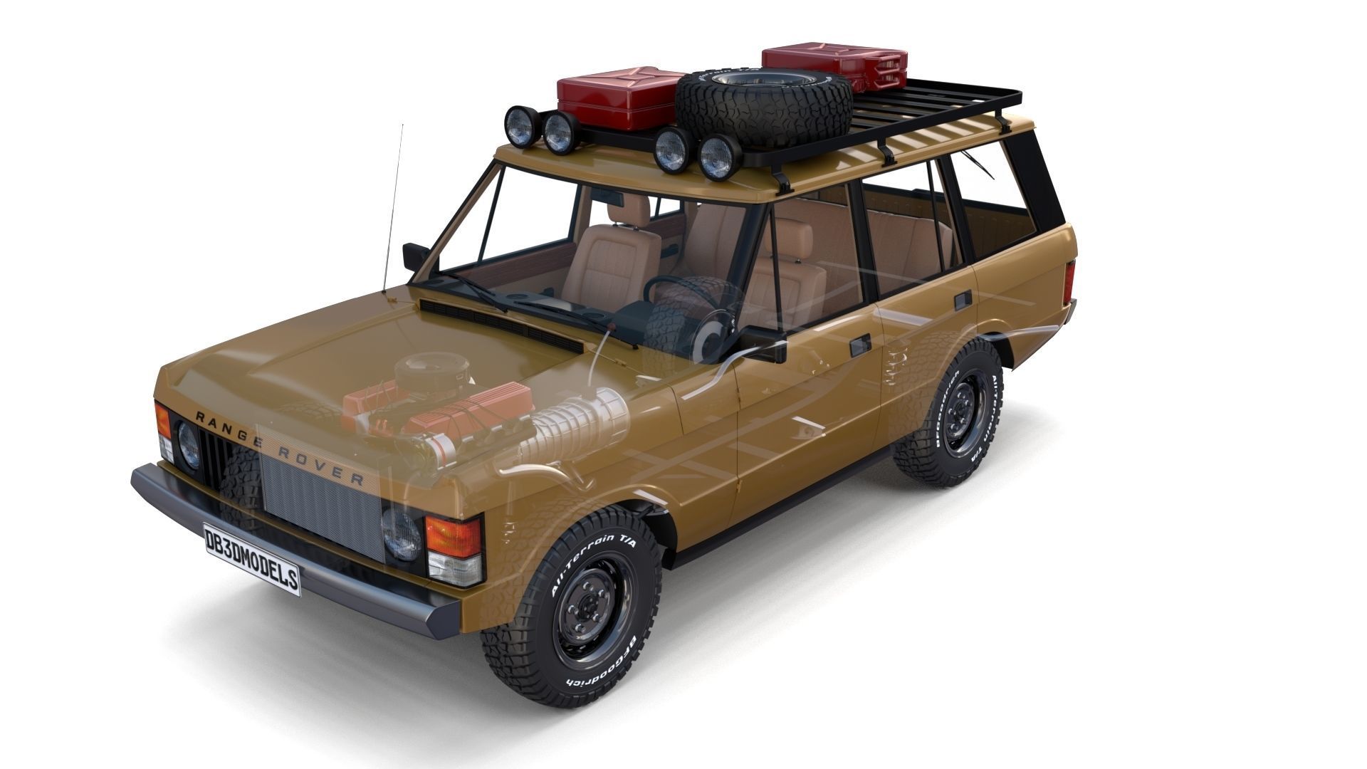 Range Rover Classic with chassis and interior v1 3D model_2