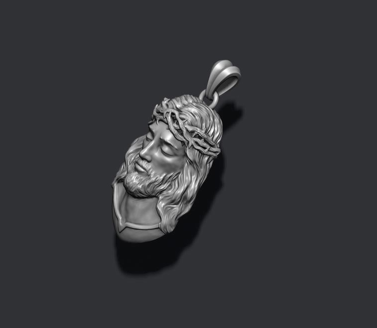 Jesus pendant v2 3D print model_4