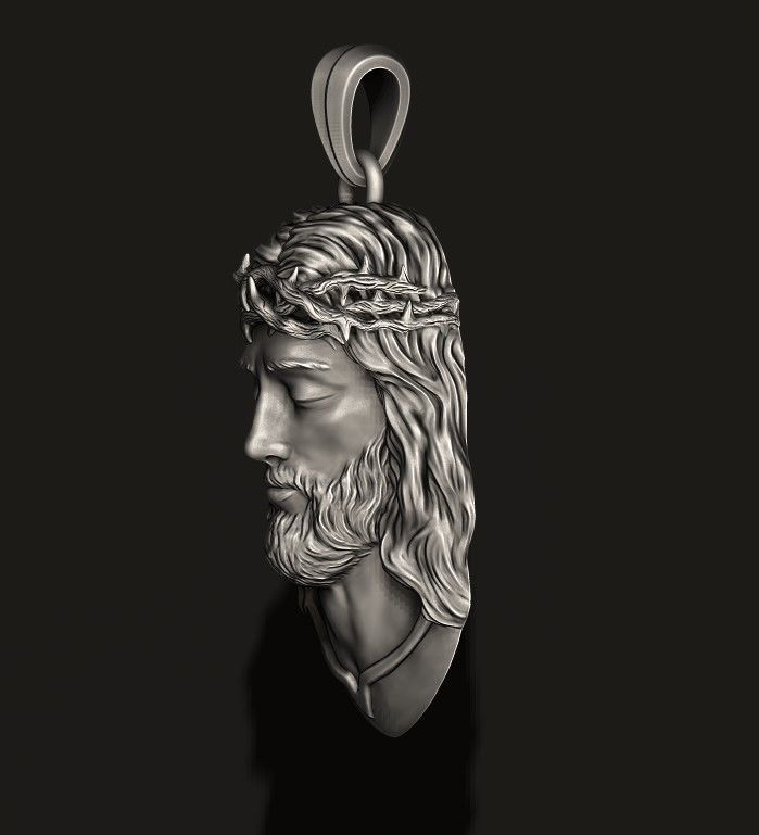 Jesus pendant v2 3D print model_2