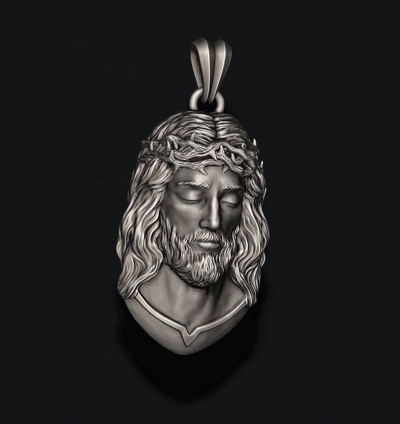 Jesus pendant v2 3D print model_8