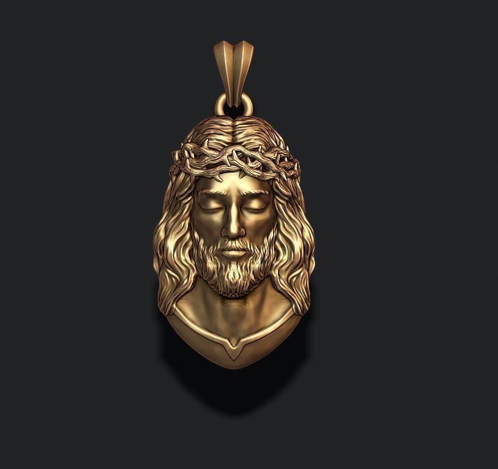 Jesus pendant v2 3D print model_5