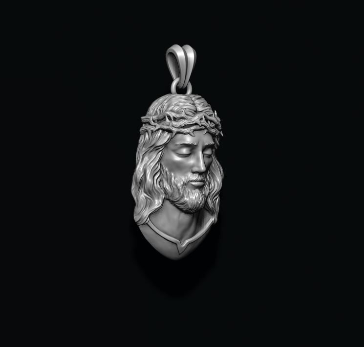 Jesus pendant v2 3D print model_1