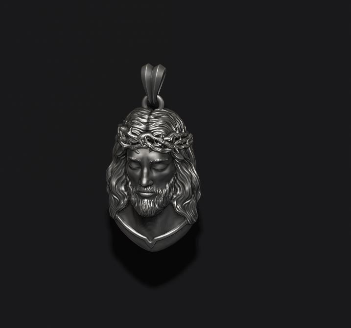 Jesus pendant v2 3D print model_6