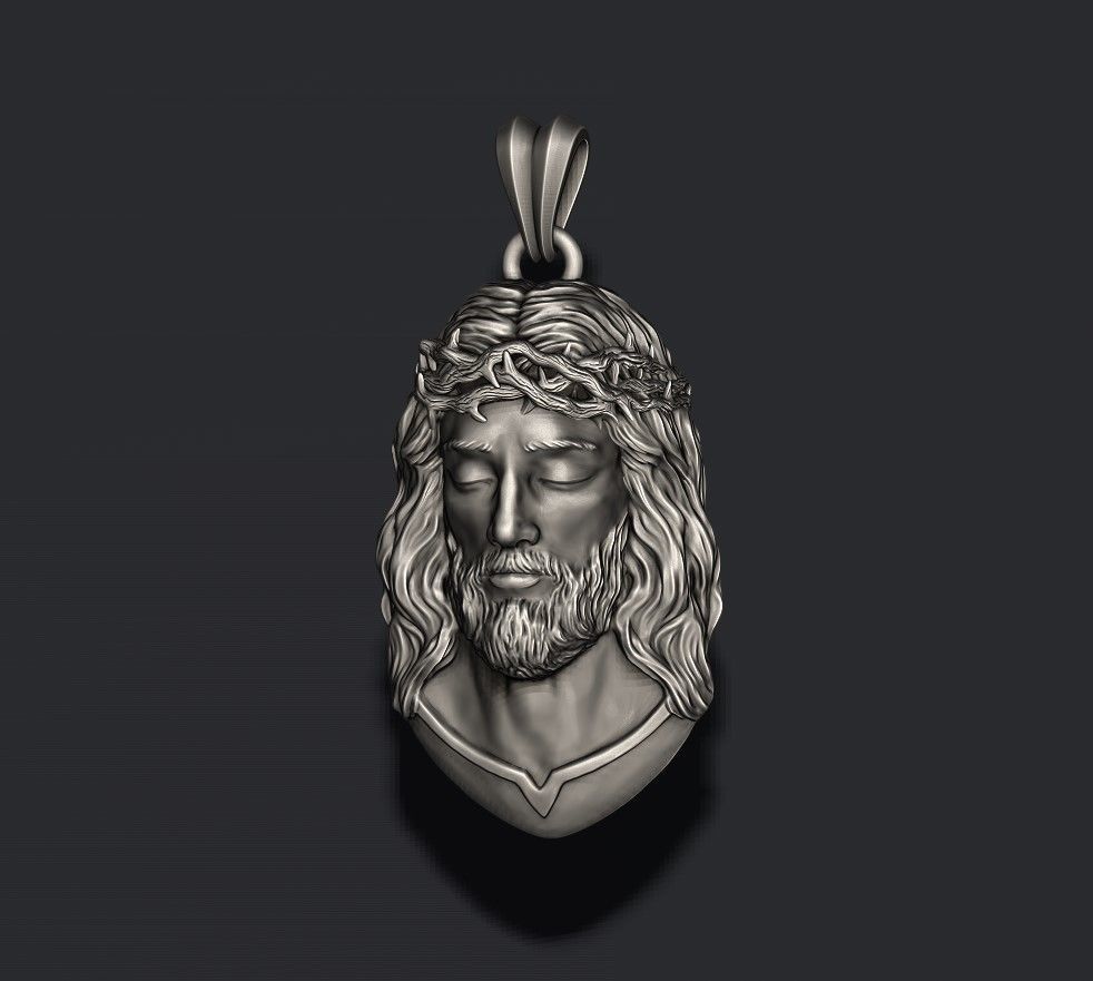 Jesus pendant v2 3D print model_7