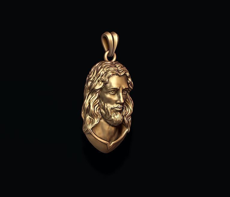 Jesus pendant v3 3D print model_1