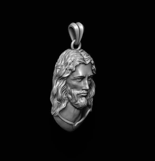 Jesus pendant v3 3D print model_3