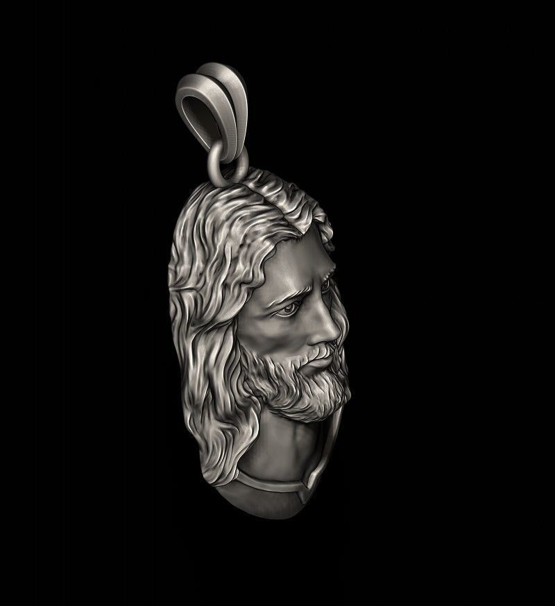Jesus pendant v3 3D print model_2