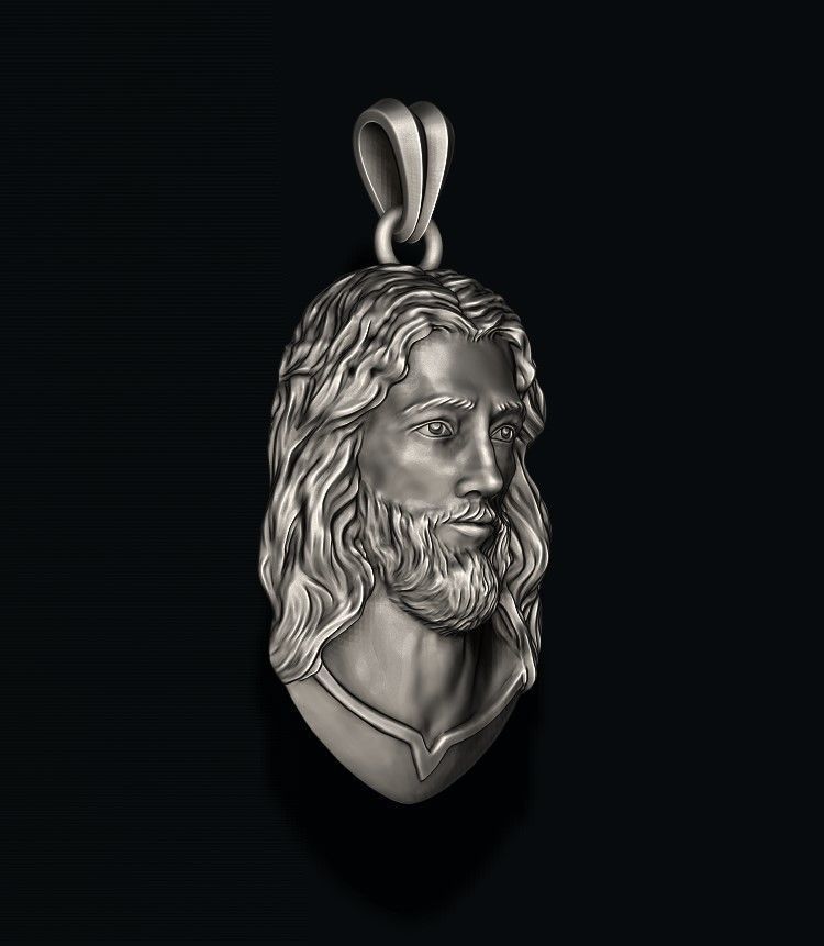 Jesus pendant v3 3D print model_7