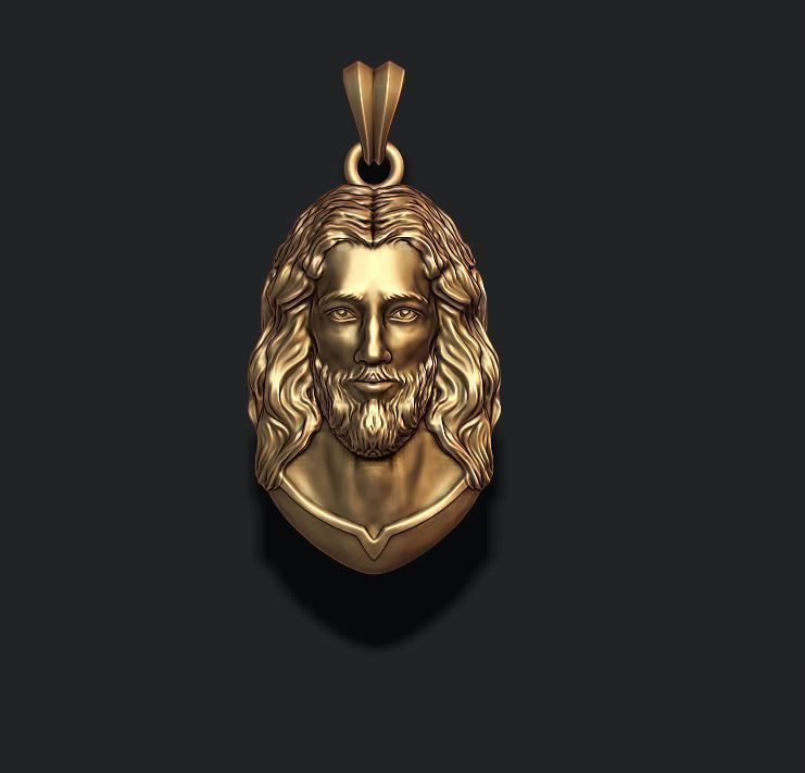 Jesus pendant v3 3D print model_5